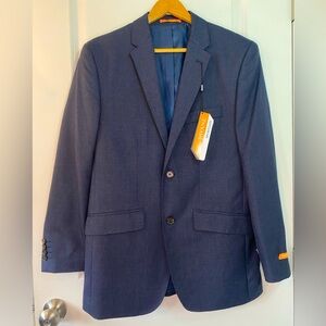 Savane Mens Straight FIt Jacket NWT Blue 38R Blazer Sportcoat Polyester Viscose